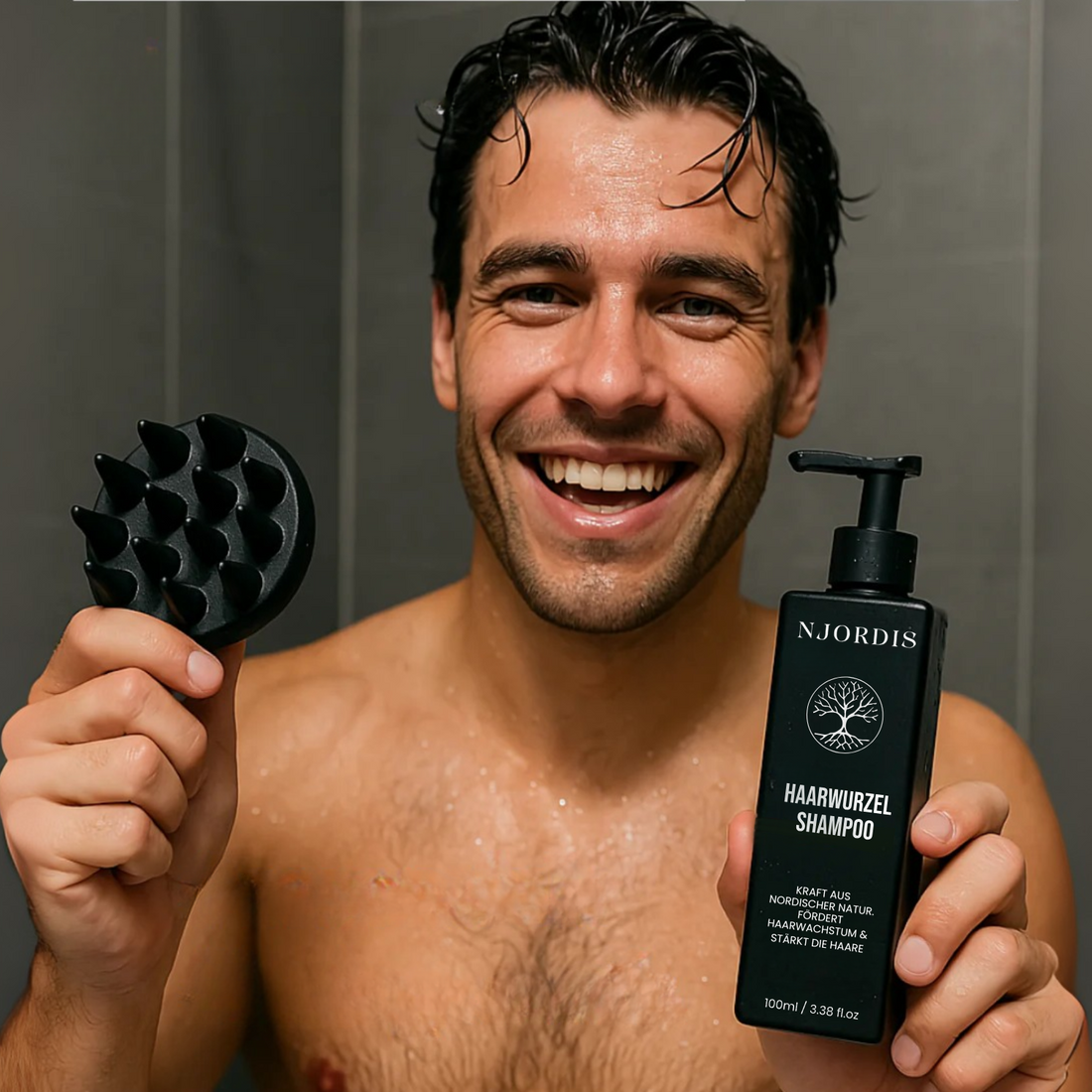 NJORDIS Wurzelaktivierendes Shampoo gegen Haarausfall – Verbessertes Haarwachstum mit nur 4 Haarwäschen pro Woche*