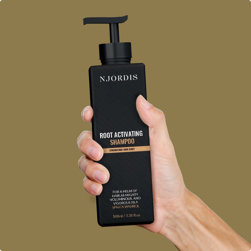 NJORDIS Wurzelaktivierendes Shampoo gegen Haarausfall – Verbessertes Haarwachstum mit nur 4 Haarwäschen pro Woche
